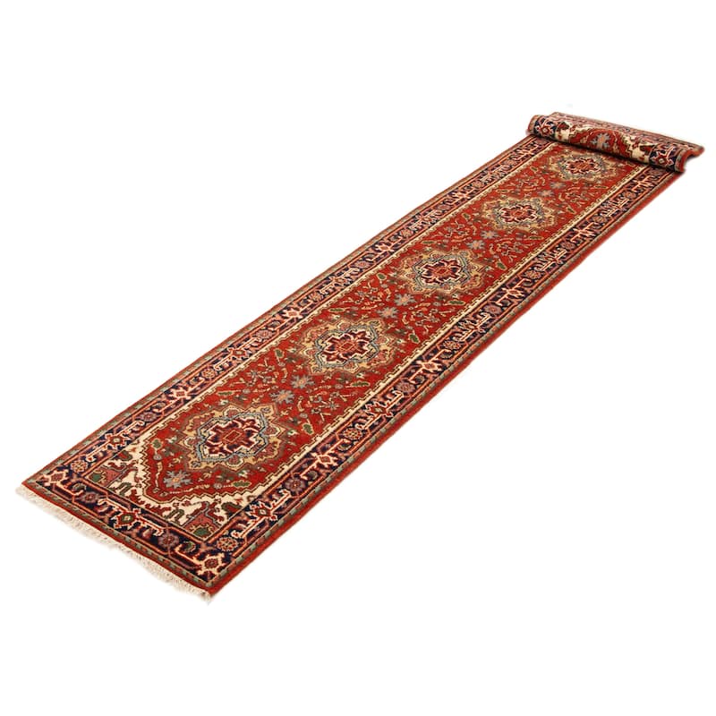 ECARPETGALLERY Hand-knotted Serapi Heritage Red Wool Rug - 2'7 x 17'10