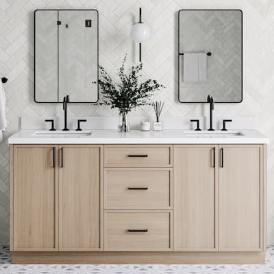 Ariel K73DWQRVO Kelly 73" Free Standing Double Basin Vanity Set with