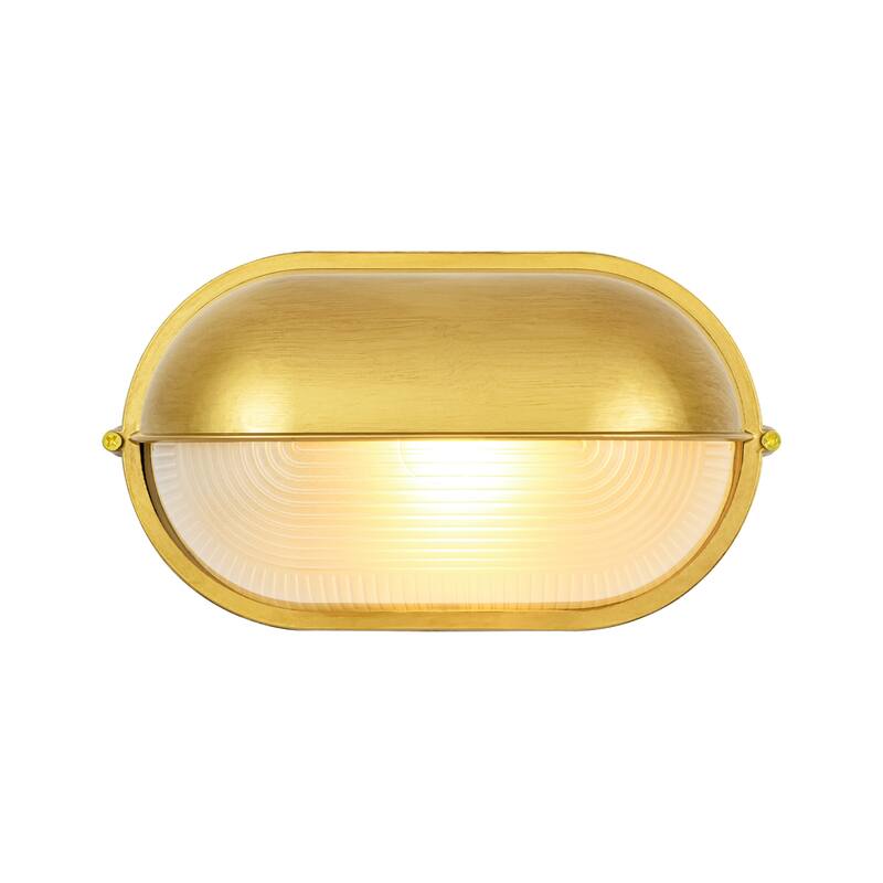 11"W 1-Light Retro 40W Oval Painted Gold Finish Wall Sconce with Clear Rippled Glass - 11.0 in. W x 6.3 in. H x 4.7 in. D