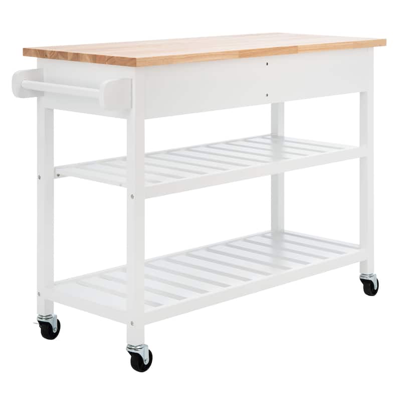 SAFAVIEH Risa 2-Drawer 2-Shelf Kitchen Cart - 47.2" W x 18.9" L x 35.4" H - 47Wx19Dx35H