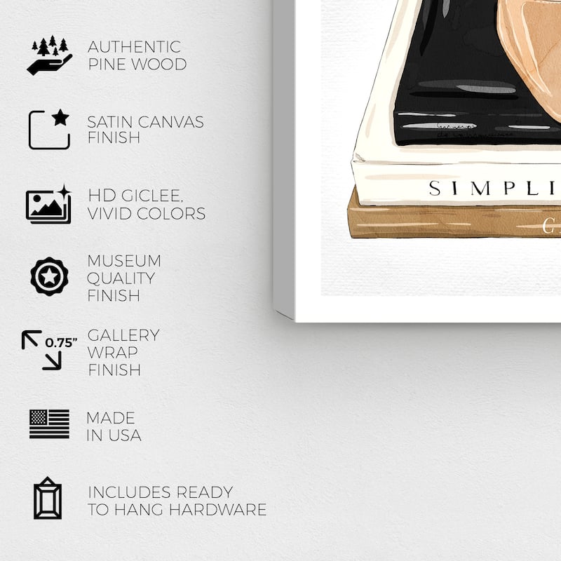 Wynwood Studio Prints Fashion Nude Heels and Elegant Books Cream White Modern & Contemporary Wall Art Canvas Print
