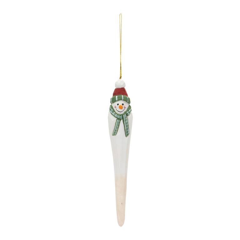 Smiling Snowman Carved Wooden Drop Christmas Ornaments - 7.25" - 12ct