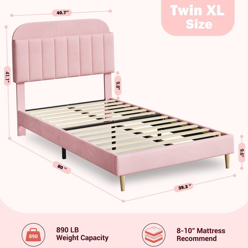 Twin/Twin XL/Full Size Bed Frame with Bookcase Headboard