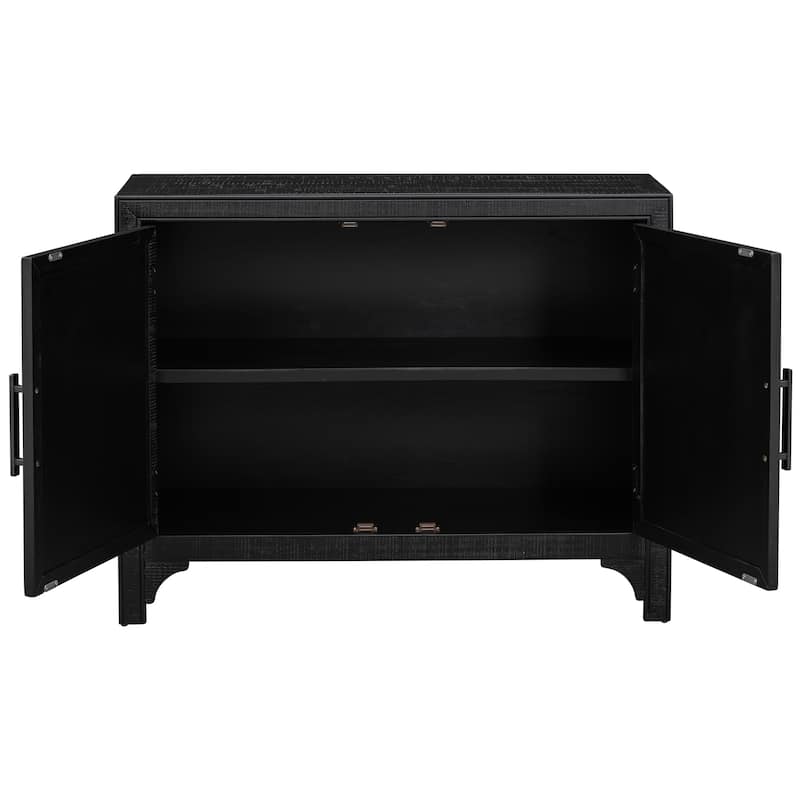Modern Cabinets with Unique Design Doors with 1 Adjustable Shelves - Black