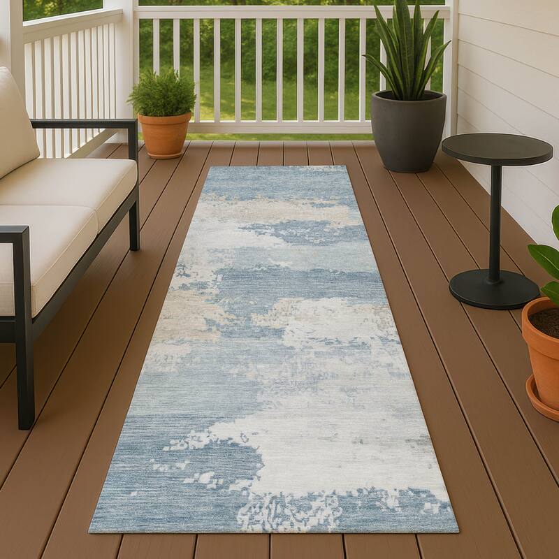 Machine Washable Indoor/ Outdoor Chantille Rug - Sky - 2'3" x 7'6"