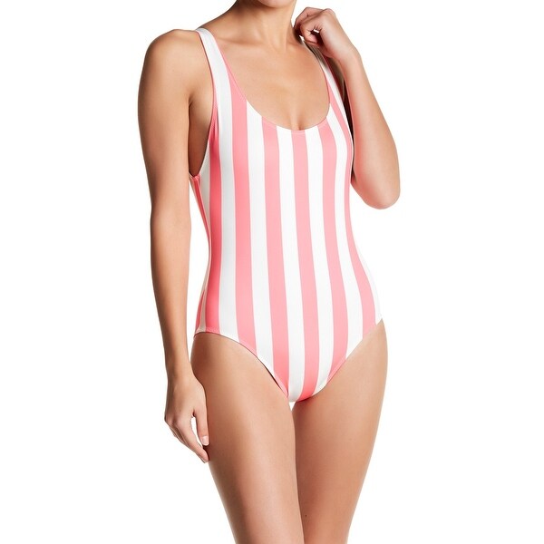 solid and striped pink one piece