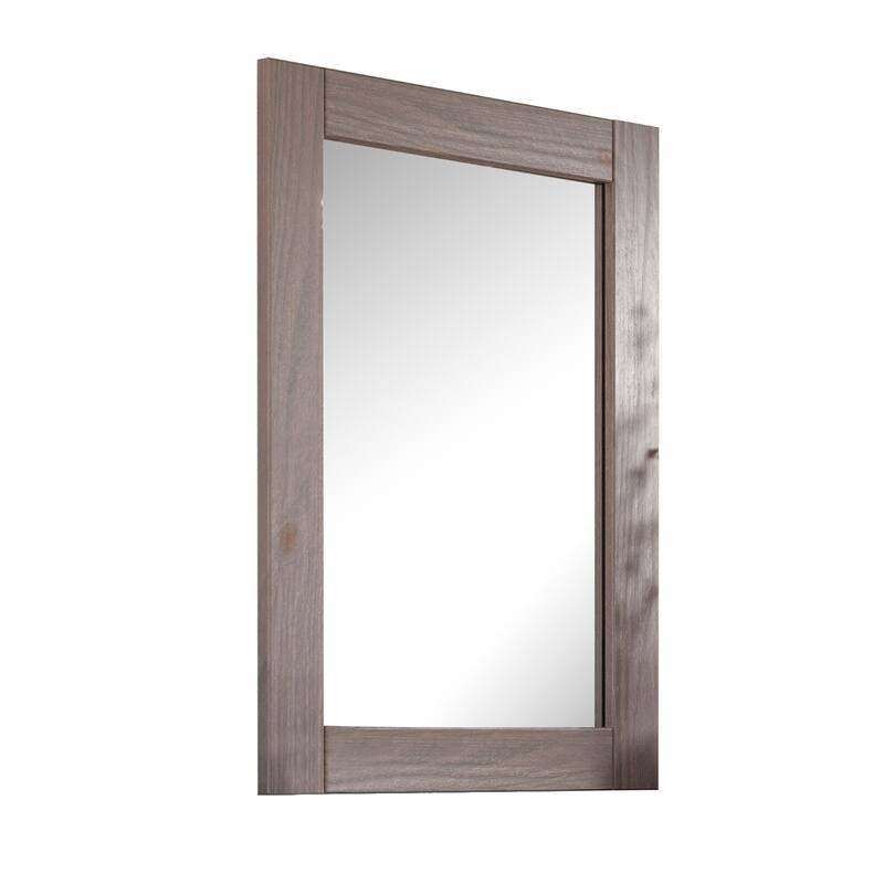 Stav 40 Inch Wall Mirror, Rustic White Solid Wood Rectangular Frame - Rustic White
