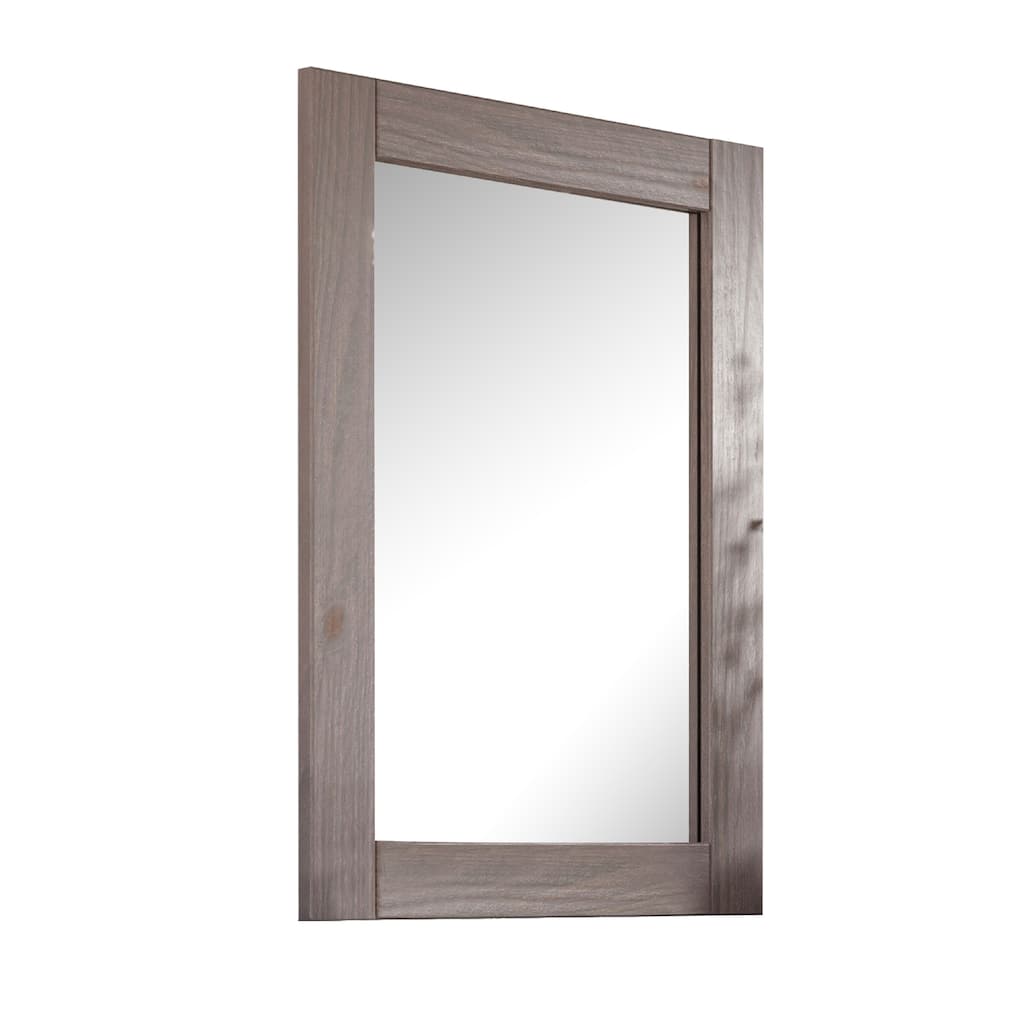Stav 40 Inch Wall Mirror, Rustic White Solid Wood Rectangular Frame - Rustic White