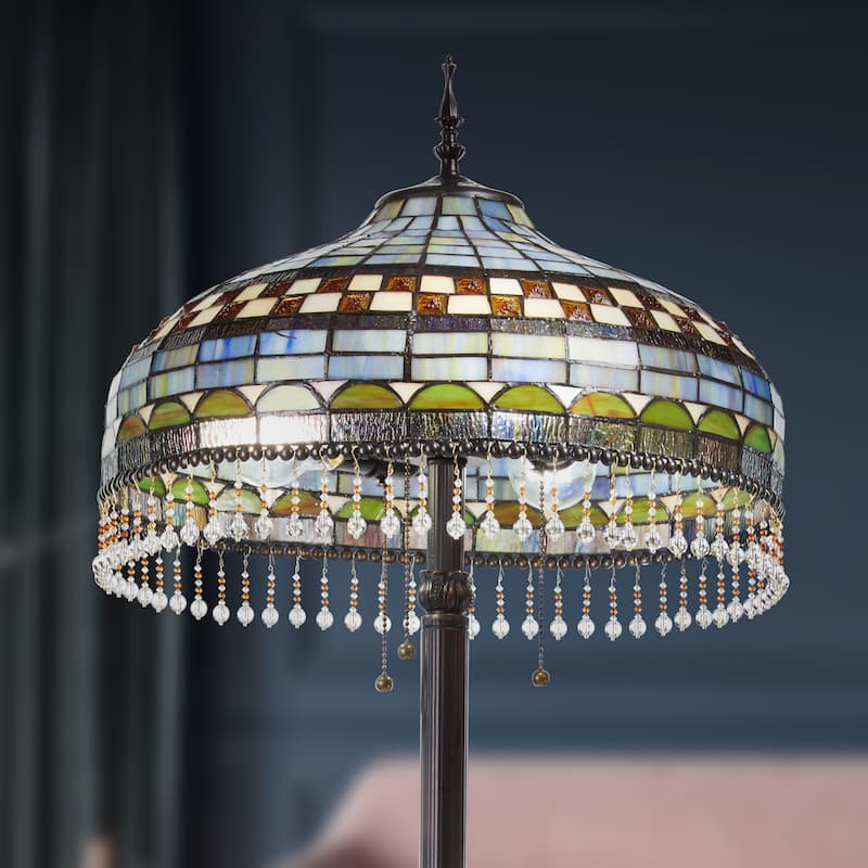 Victoria River of Goods Multicolor Stained Glass Dome Shade 64-Inch Floor Lamp - 18" x 18" x 64"