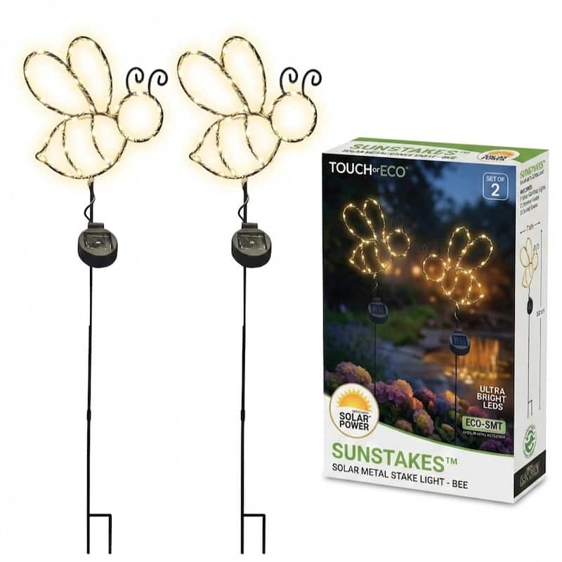 Outdoor Solar Powered Led Decorative Garden Stake Light - 2 Pack White Bee - 2 Pack - 2 Pack