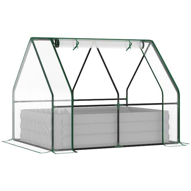 Outsunny Raised Steel Garden Bed with Greenhouse Cover - 50" L x 37.5" W x 36.25" H