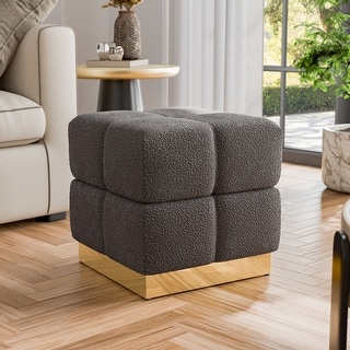 Furniture of America Soren Modern 18-inch Boucle Storage Ottoman with Biscuit Tufting