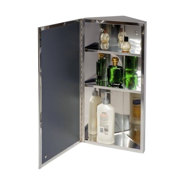 Shop Corner Wall Mount Mirror Medicine Cabinet Polished Stainless