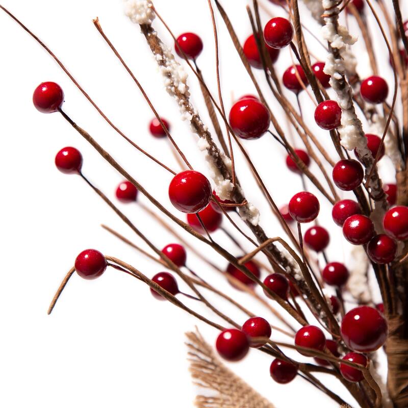 Glitzhome 16"H Christmas Red Berry Table Tree Decor