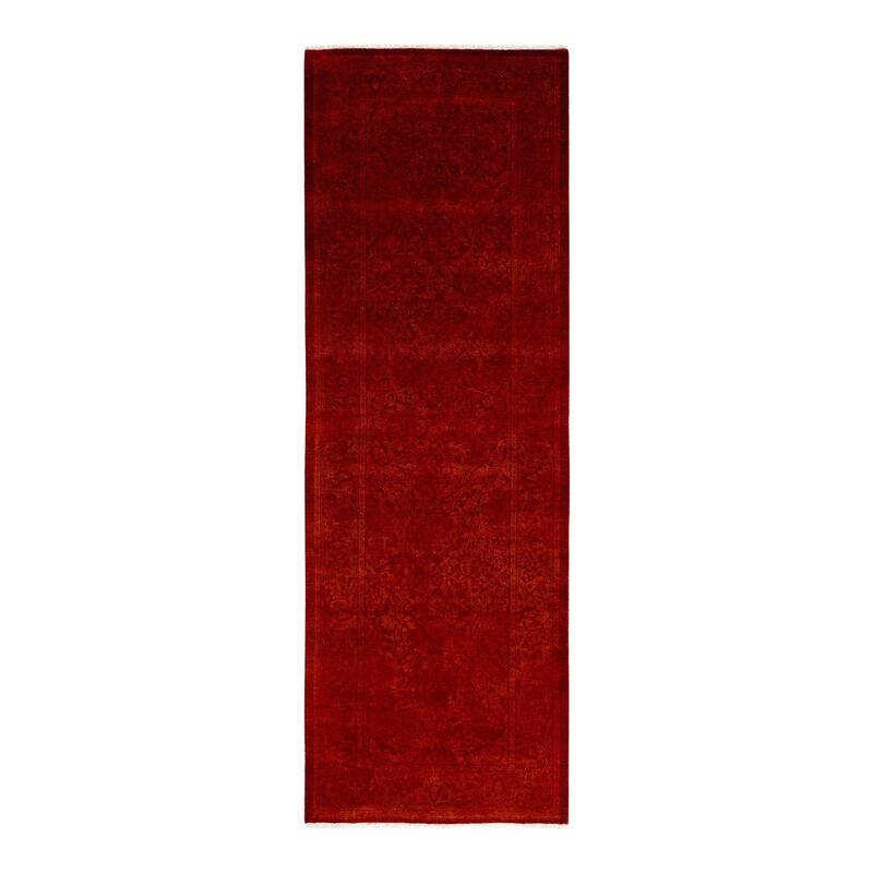 Overdyed, One-of-a-Kind Hand-Knotted Area Rug - Orange - 2' 7" x 7' 8"