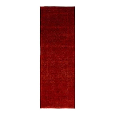Overdyed, One-of-a-Kind Hand-Knotted Area Rug - Orange - 2' 7" x 7' 8"