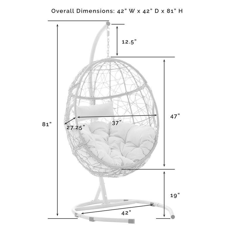 Crosley Cleo Outdoor/ Indoor Wicker Hanging Egg Chair 42"W x 42"D x