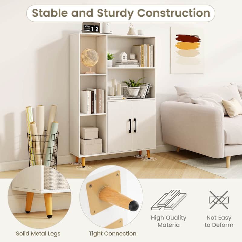 Costway Floor Storage Cabinet Free Standing Wooden Display Bookcase
