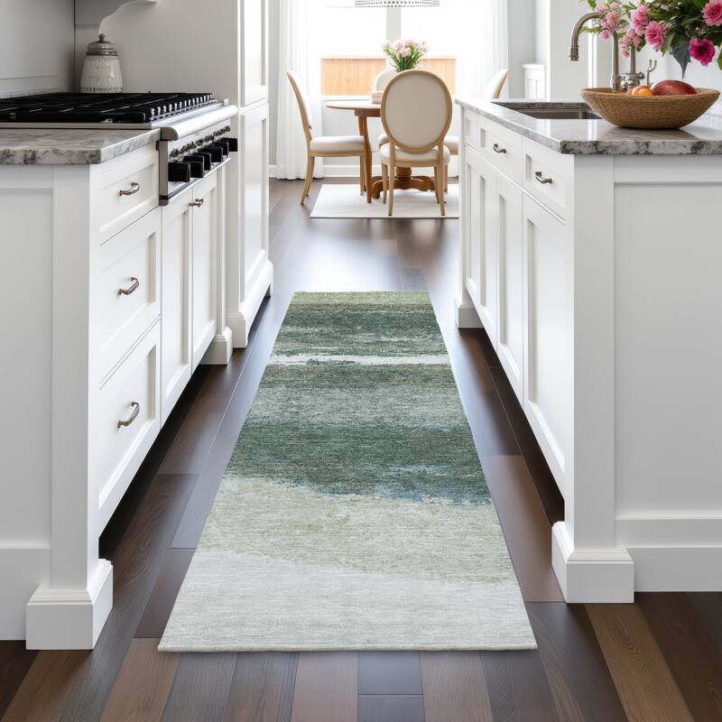 Machine Washable Indoor/Outdoor Watercolor Ombre Chantille Rug