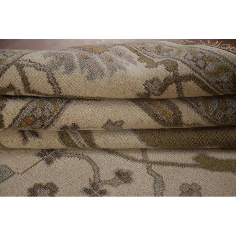 Floral Oushak Oriental Area Rug Hand-Knotted Wool Carpet - 9'0"x 11'11"