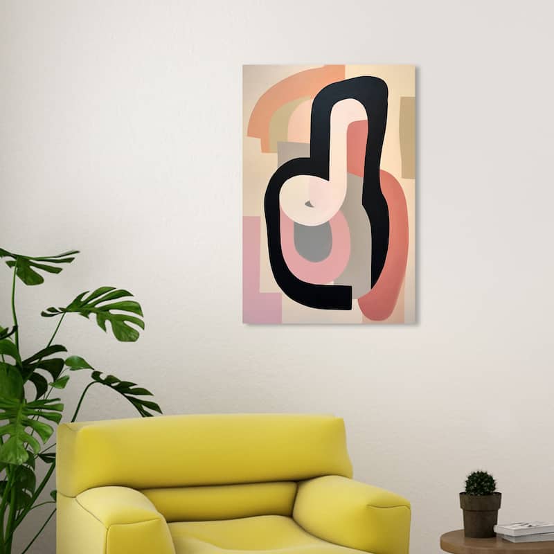 Wynwood Studio Canvas Abstract Thumbs Up Black and Rose Pink Modern & Contemporary Wall Art Canvas Print