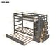 preview thumbnail 6 of 7, Twin Over Twin Wood Bunk Bed for Kids with Trundle and Staircase(4 Storage Drawers), Grey