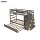 preview thumbnail 15 of 25, Twin Over Twin Wood Bunk Bed for Kids with Trundle and Staircase(4 Storage Drawers)