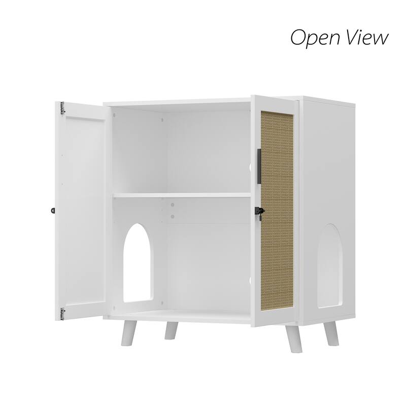 Cat Litter Box Enclosure 2-Door Storage Cabinet Bathroom Cabinet