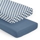 preview thumbnail 1 of 4, Sweet Jojo Designs Blue Gingham Checkered Plaid Boy 2 Pack Fitted Crib Sheets - Solid Steel and Vintage Classic Checkerboard