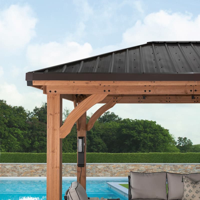 Backyard Discovery Barrington 12x10' Cedar Wood Gazebo with Steel Roof
