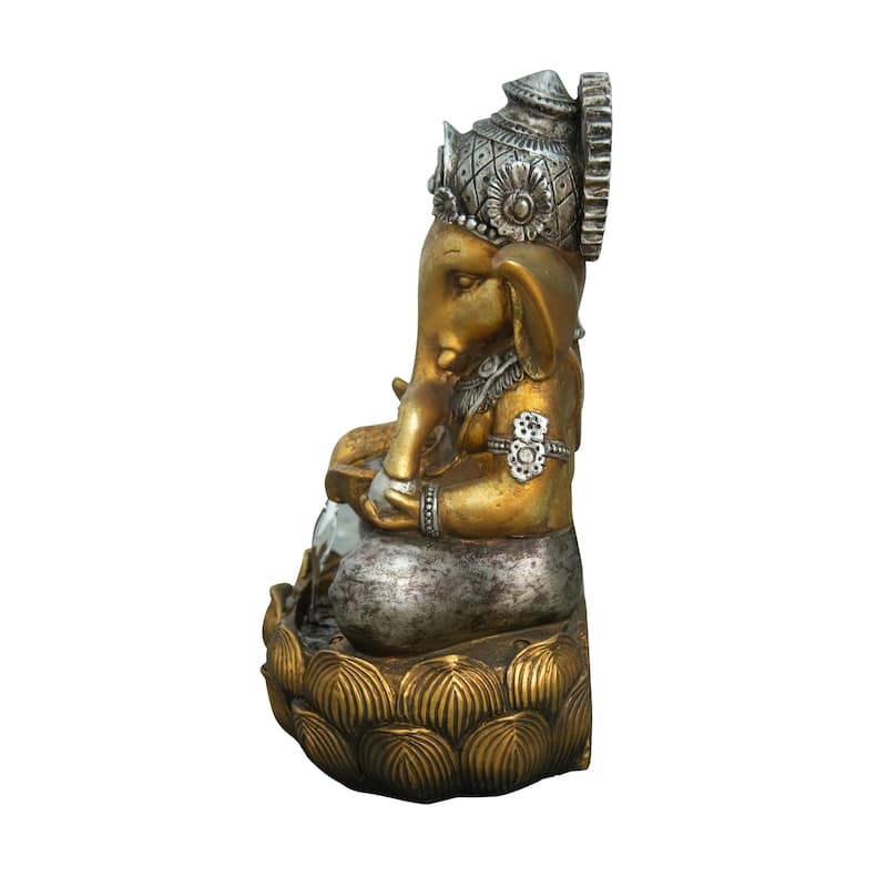 Fountain-Tabletop Lord Ganesh Sculptural Fountain With Wt Led