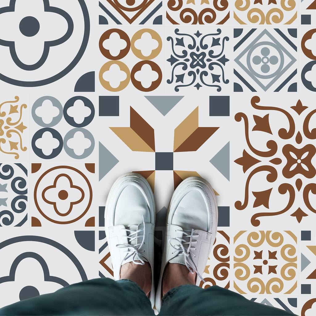 Walplus Azulejo Mix Tiles Self Adhesive Floor Sticker Home Decor DIY