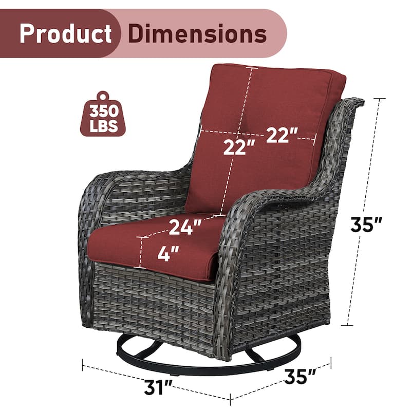 Outdoor Swivel Rocker Patio Chairs with Table Set of 2