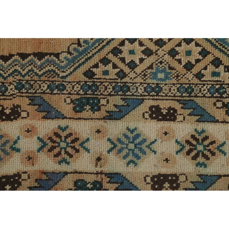 Geometric Bakhtiari Persian Vintage Rug Handmade Orange Wool Carpet - 6'8"x 9'5"