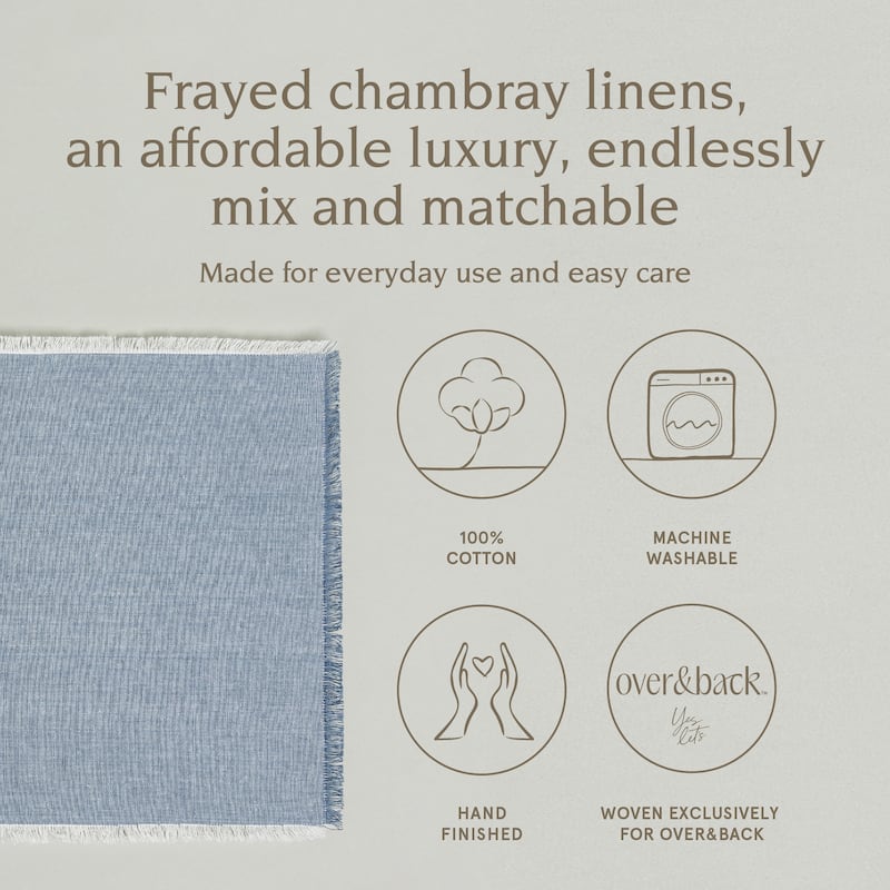 over&back 100% Cotton Frayed Chambray Placemats - Set of 4