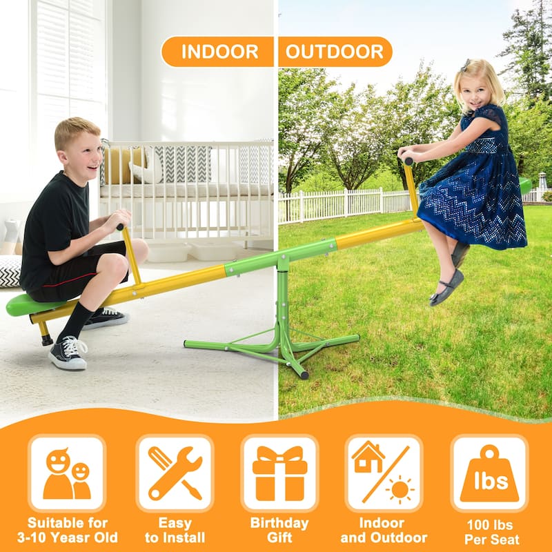 Kids Seesaw Spinning Teeter Totter 360 Degrees Rotating Outdoor Play - 74.8 x 30 x 15 in