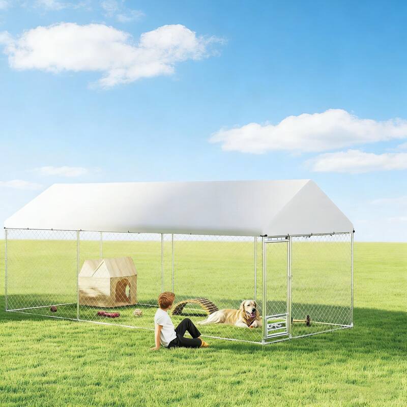Outdoor Dog Kennel, 19.7' x 7.5' x 7.5'