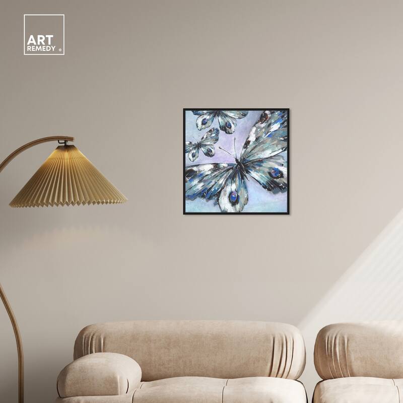Art Remedy Butterfly Trio Framed Butterfly 1 Piece Canvas Wall Art