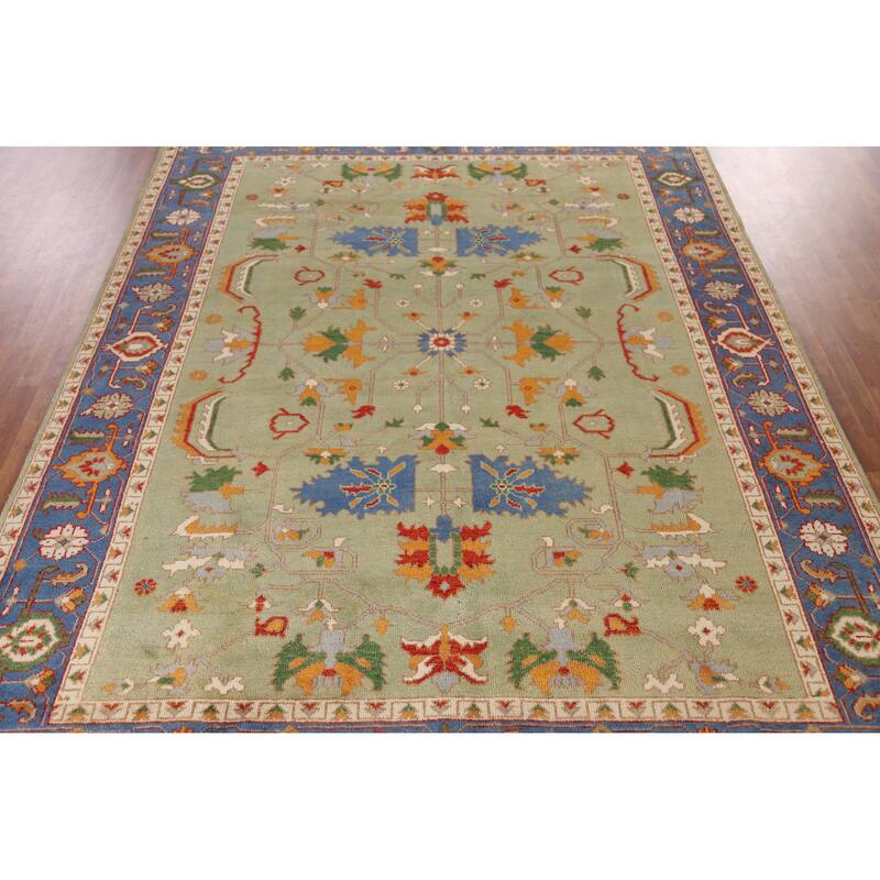 Green Heriz Serapi Indian Area Rug Handmade Wool Carpet - 8'10" x 11'9"