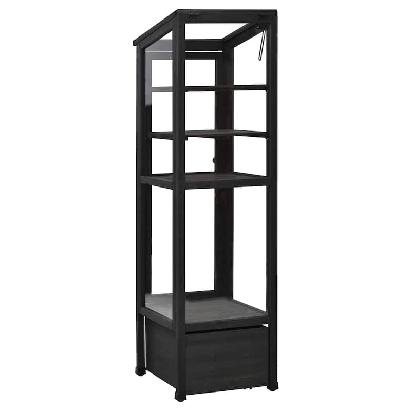 62.4"H Wood Garden Greenhouse w/ Movable Storage,Adjustable Shelves
