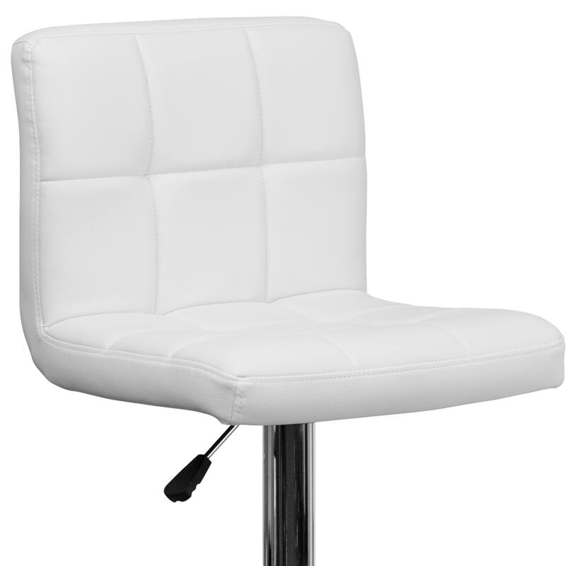 Contemporary Quilted Vinyl Adjustable Height Barstool with Chrome Base