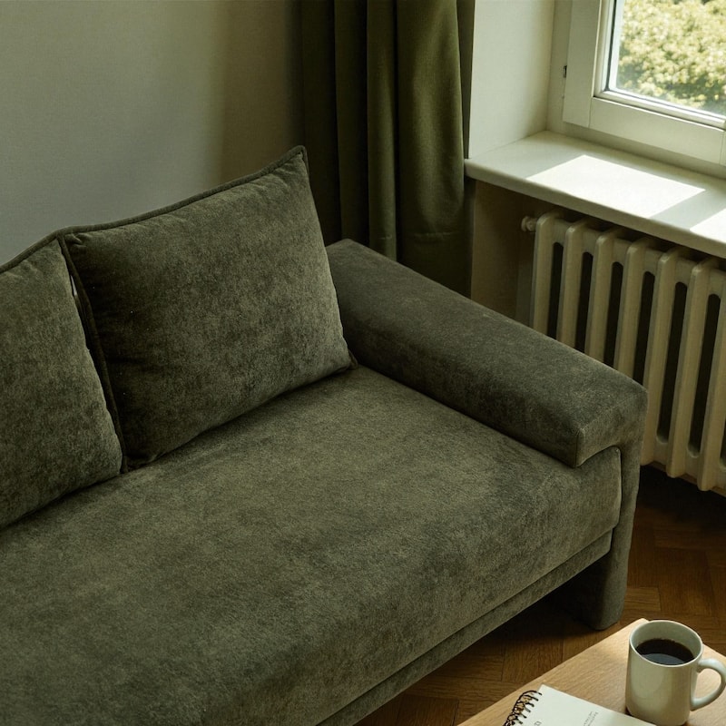 84.5" Modern Velvet Upholstered Sofa, 3-Seater Couch with Durable Wooden Frame for Living Room & Apartments