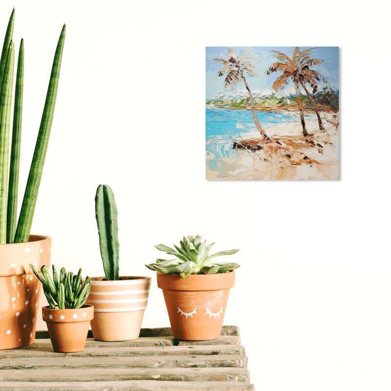 Wynwood Studio Canvas Nature and Landscape One side of my Paradise Blue and Tropical Wall Art Canvas Print - 12 x 12