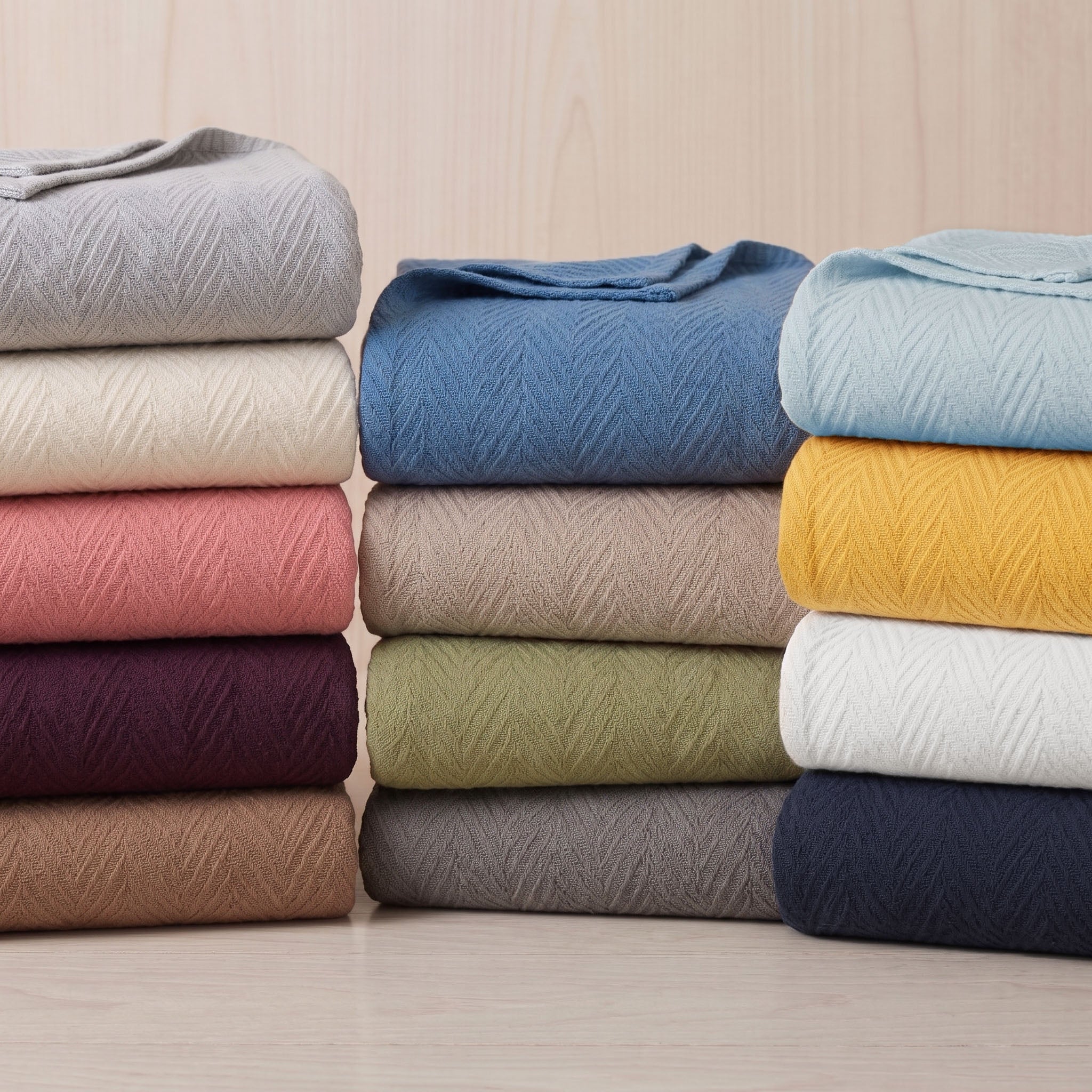 Superior Metro 100% Cotton Chevron Blanket, Breathable Textured Woven All-Season Bedding
