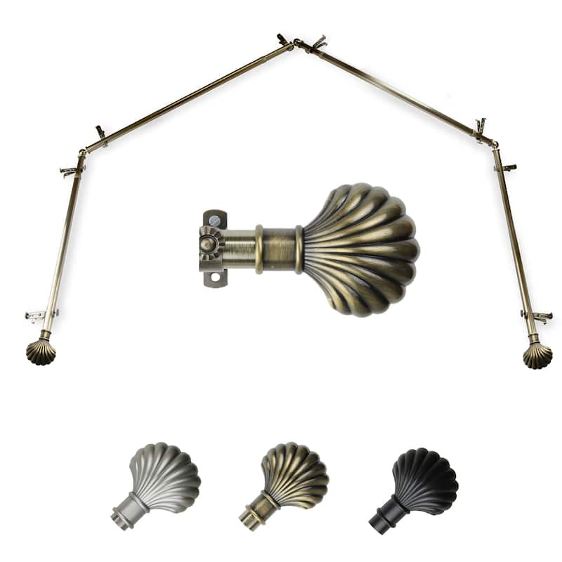 Medieval Curtain Rods & Hardware - Adjustable Telescoping Rods 20-72 Inch - Satin Nickel Finials - M