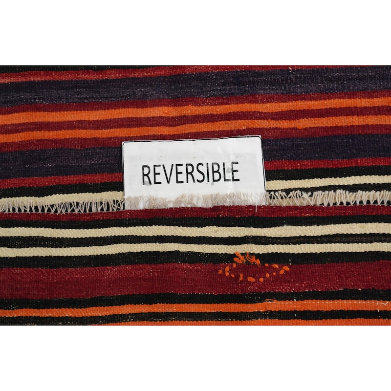 Hand Woven Oriental 100% Wool Carpet Southwestern Geometric Red Kilim Area Rug - 11' 1'' X 5' 2''
