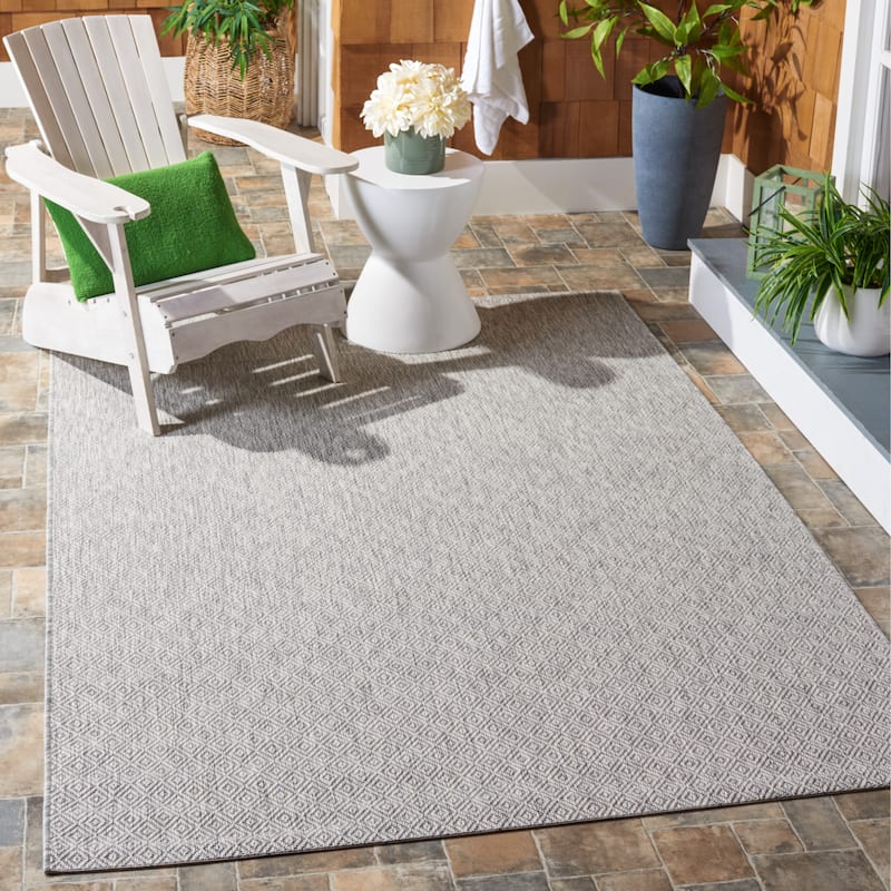 SAFAVIEH Courtyard Lumturie Indoor/Outdoor Waterproof Patio Rug - 4' Square - Grey/Grey