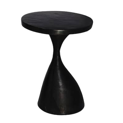 Solid Round Outdoor Side Table - 21.25" - Matte Black