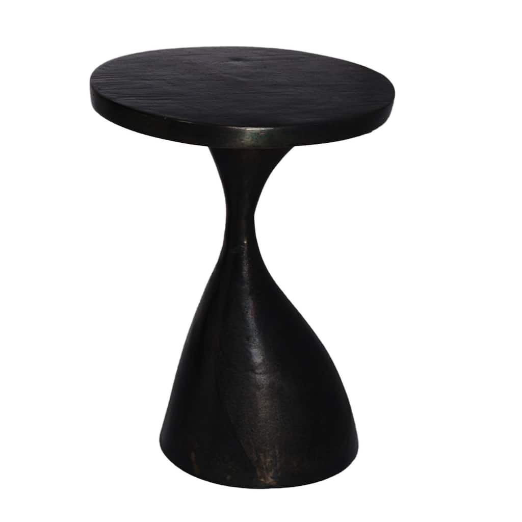 Solid Round Outdoor Side Table - 21.25" - Matte Black
