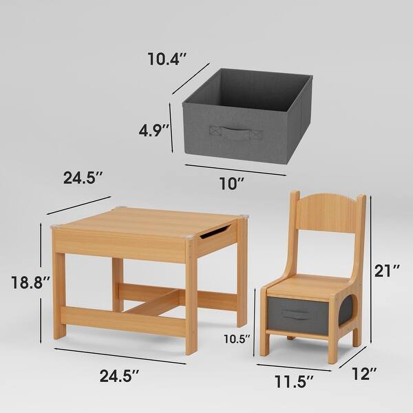 dimension image slide 0 of 2, Furniwell 3 in 1 Kids Table and Chair Set with Drawer - N/A